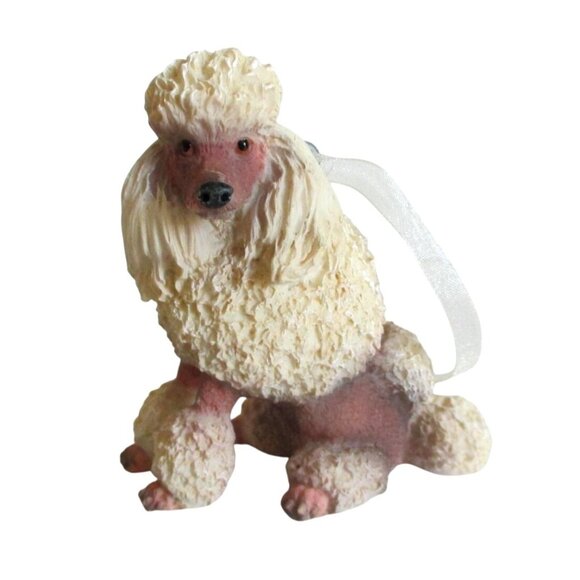 Vintage Poodle Dog Ornament With Ribbon Loop For Hanging Detailed Resin Design - - Picture 1 of 5